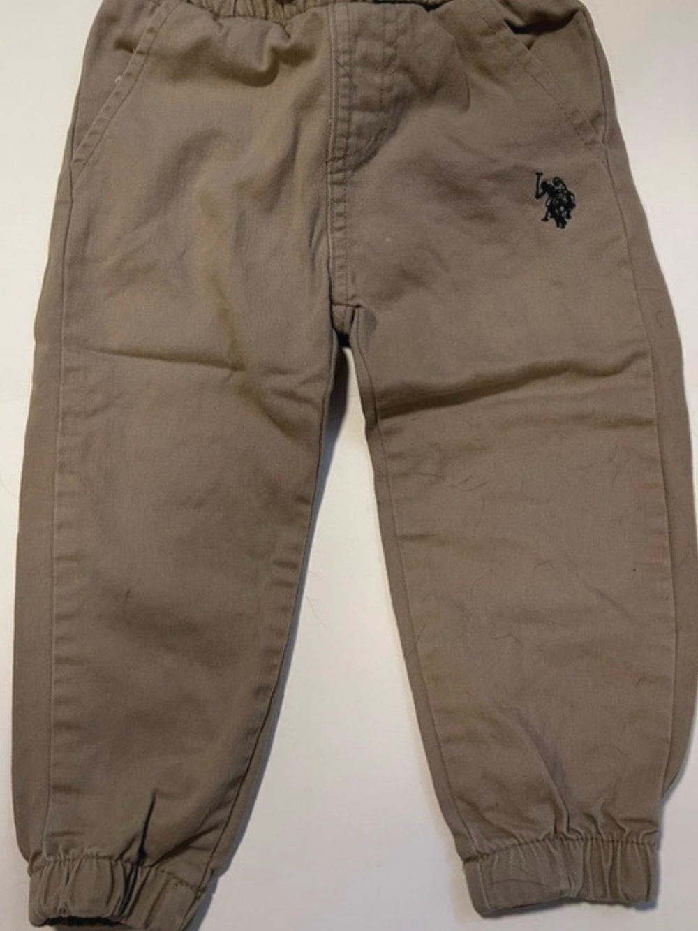 U.S. Polo Assn. Boys' Khaki Brown Jogger Pants with Embroidered Logo